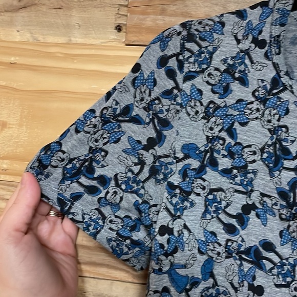 LulaRoe size XXS Gray with Minnie Mouse with Blue Bows Carly High-Low Dress - Picture 4 of 7